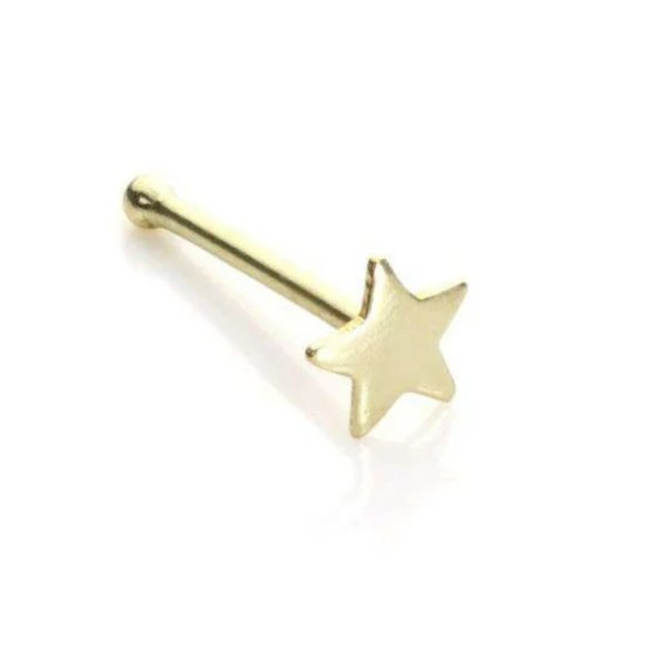 14K Solid Gold Star Nose Ring Piercing for Womens Body Jewelry Gold Pier… - Picture 4 of 8
